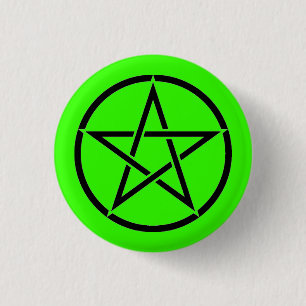 Green and Black Pentacle Pentagram Button Badge