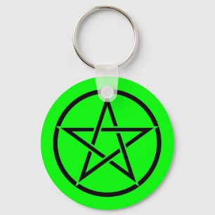 Green and Black Pentacle Pentagram Wiccan Keychain