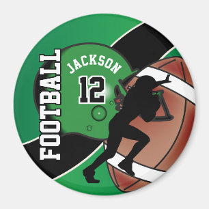 Green and Black Personalise Football Magnet