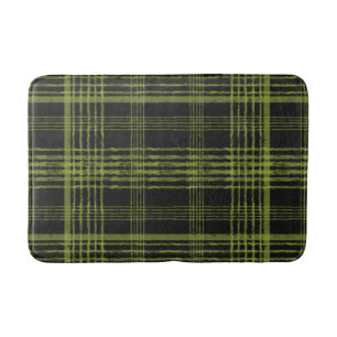 Green and Black Plaid Bath Mat