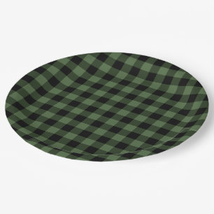Green and Black Plaid Paper Plate