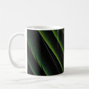 Green and black plaid textile coffee mug
