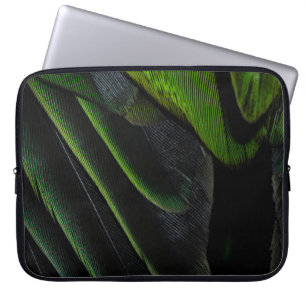 Green and black plaid textile laptop sleeve