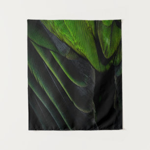 Green and black plaid textile tapestry
