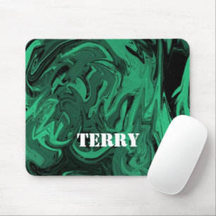 Green and black polished marble mouse mat