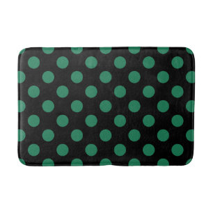 Green and black polka dots bath mat