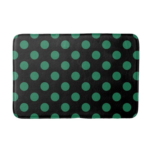 Green and black polka dots bath mat (Front)