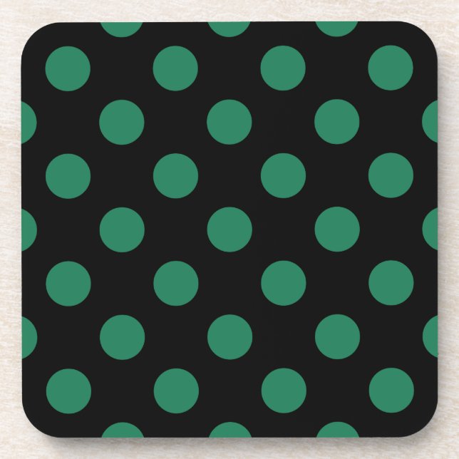 Green and black polka dots coaster (Front)