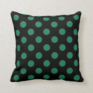 Green and black polka dots cushion