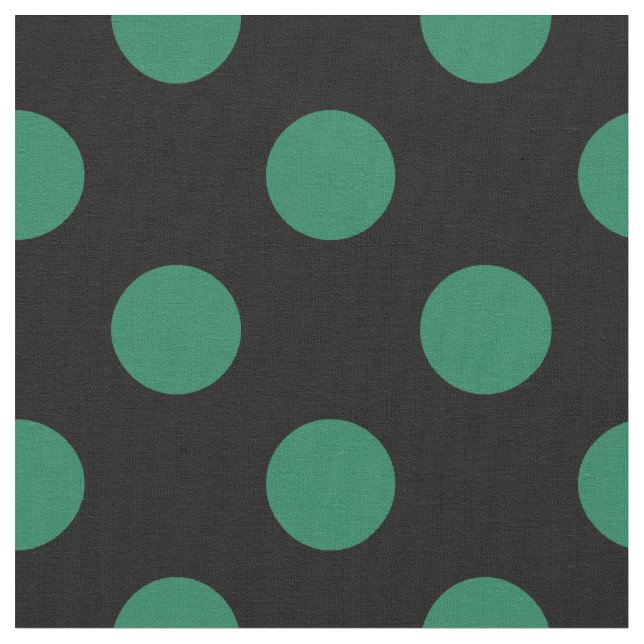 Green and black polka dots fabric (Close Up)