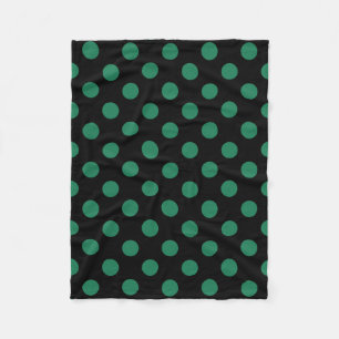 Green and black polka dots fleece blanket