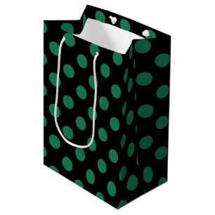 Green and black polka dots medium gift bag