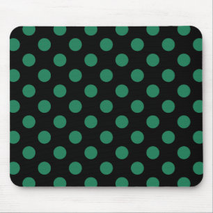 Green and black polka dots mouse mat