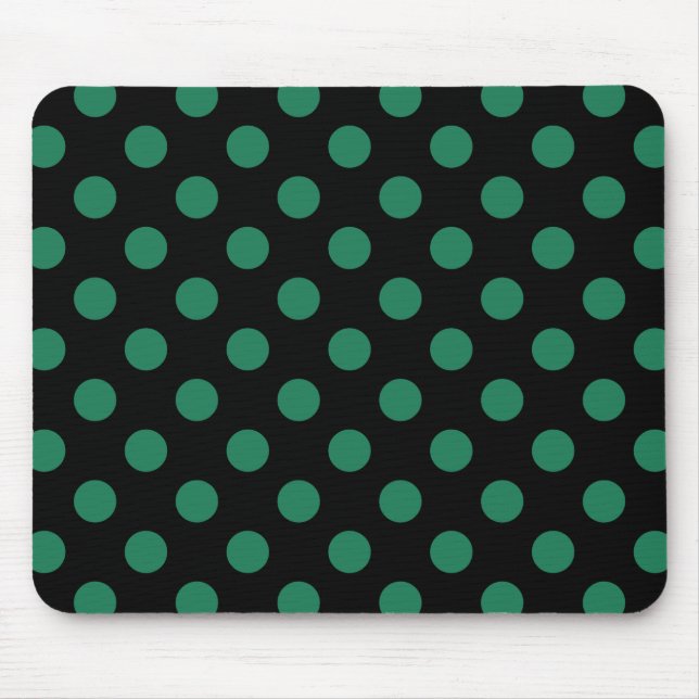 Green and black polka dots mouse mat (Front)
