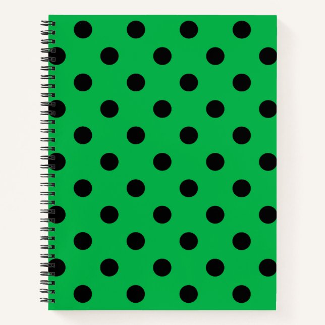 Green and Black Polka Dots Notebook (Front)
