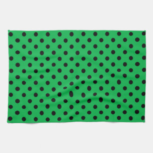 Green and Black Polka Dots Tea Towel