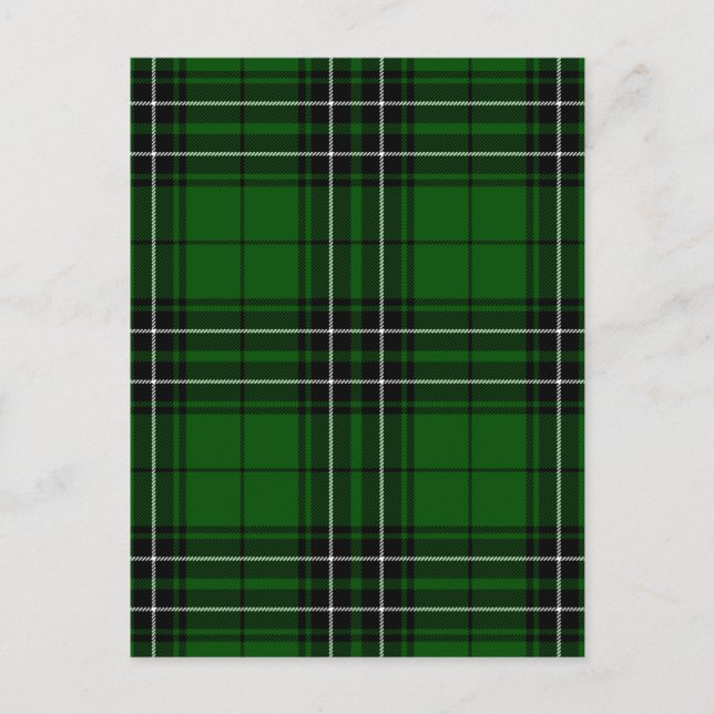 Green and Black Scottish Clan MacLean Tartan Postcard (Front)