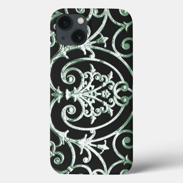 Green and black scrollwork pattern Case-Mate iPhon Case-Mate iPhone Case (Back)