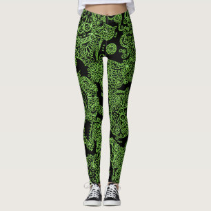 Green And Black Skull Leggings
