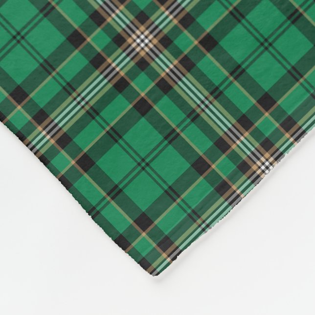 Green and Black Sporty Plaid Fleece Blanket (Corner)