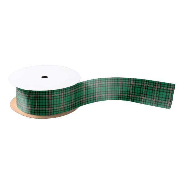 Green and Black Sporty Plaid Satin Ribbon (Spool)