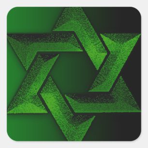 Green and Black Star of David Square Sticker