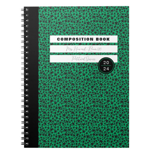 Green and Black Star School Composition Notebook (Front)