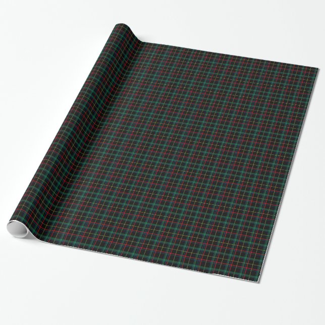 Green and Black Tartan Plaid Pattern Wrapping Paper (Unrolled)