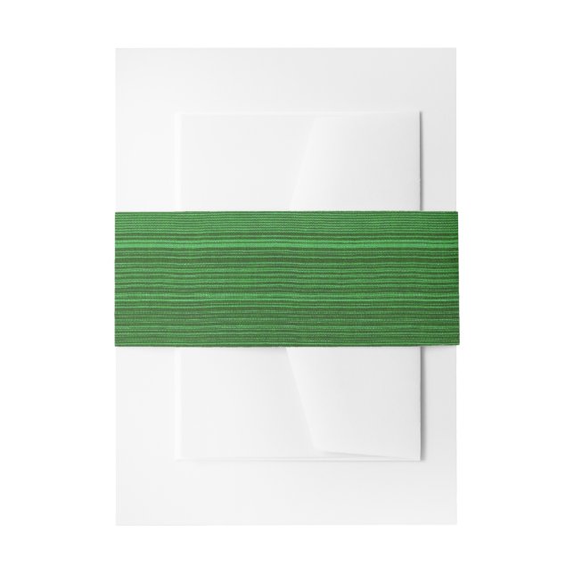 green and black textiled stripes invitation belly band (Front Example)