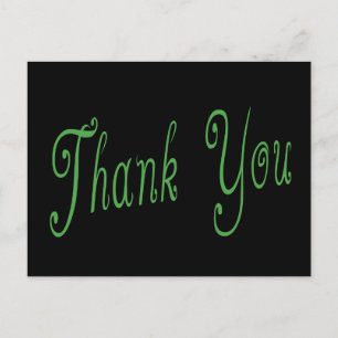 Green and Black Thank You Wedding, Business, Party Postcard