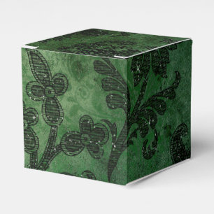 Green and Black Vintage Damask Favour Box
