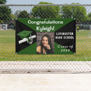 Green and Black Vinyl Graduation Photo Banner