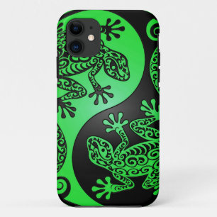 Green and Black Yin Yang Geckos iPhone 11 Case