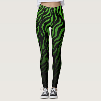 Green and Black Zebra Stripes: Stylish Leggings