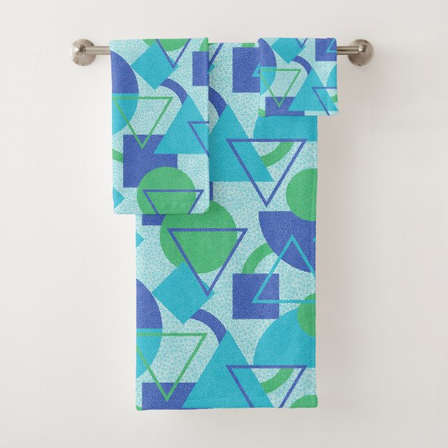 Green and Blue Abstract Design  Bath Towel Set (Insitu)