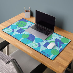 Green and Blue Abstract Design Desk Mat