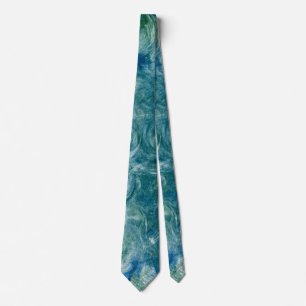 Green and Blue Abstract Monoprint Tie