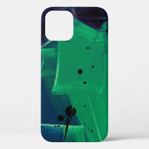 GREEN AND BLUE ABSTRACT PAINTING iPhone 12 CASE