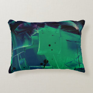 GREEN AND BLUE ABSTRACT PAINTING DECORATIVE CUSHION