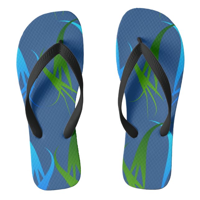 Green and blue abstract shapes flip flops (Footbed)
