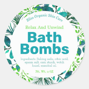 Green And Blue Bath Bomb Labels