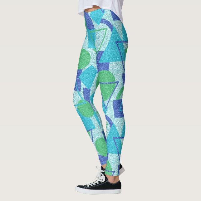 Green and Blue Bauhaus Style  Leggings (Left)