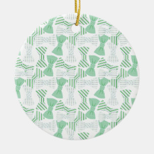 Green and Blue Bow Tie Design BOWTIES Ceramic Tree Decoration