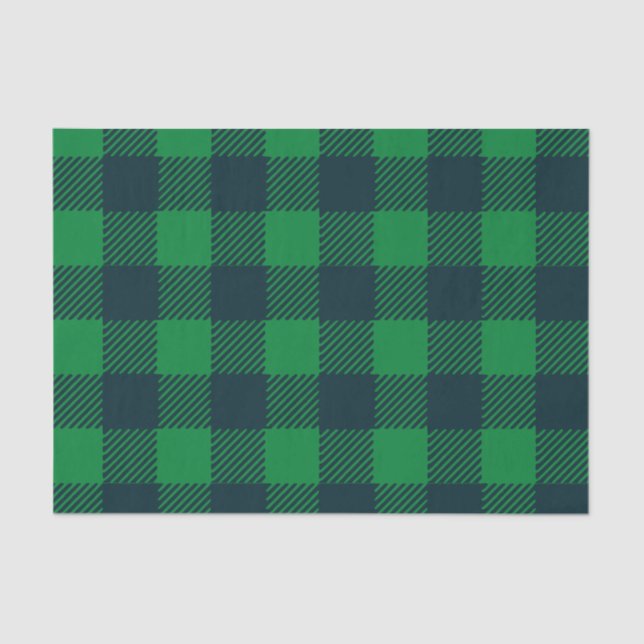 Green and Blue Buffalo Plaid Tissue Paper (Front)