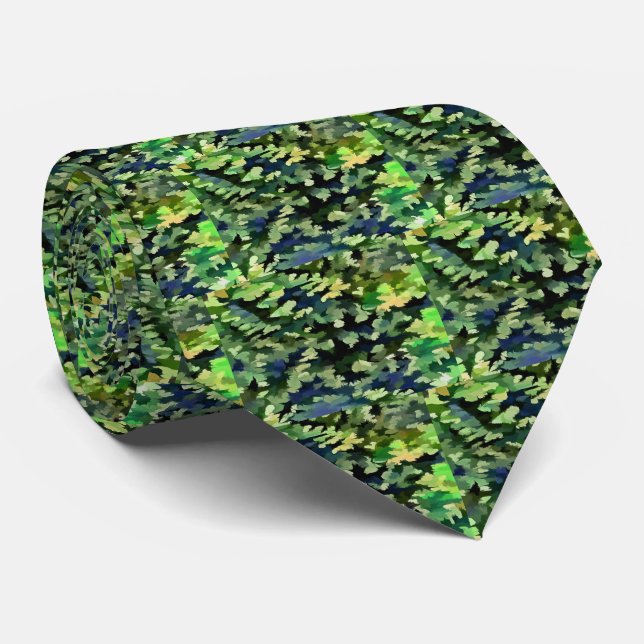 Green and Blue Camouflage Pattern Tie (Rolled)