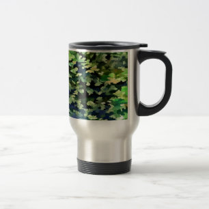 Green and Blue Camouflage Pattern Travel Mug