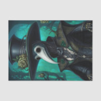 Green and Blue Cartoon Plague Doctor Decoupage 