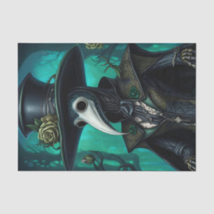 Green and Blue Cartoon Plague Doctor Decoupage  Tissue Paper