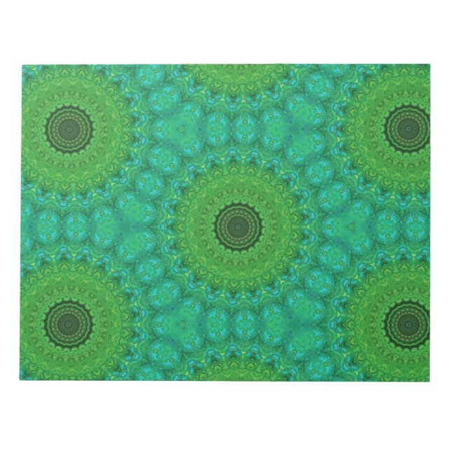 Green and Blue Circular Pattern Notepad (Front)