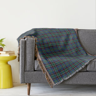 Green and Blue Clan Stevenson Scottish Plaid Throw Blanket